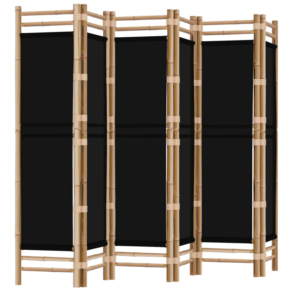Elegant 6-Panel Bamboo & Canvas Room Divider - 240cm, Natural