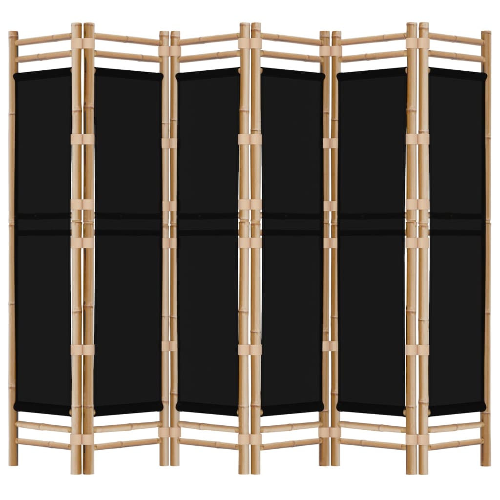 Elegant 6-Panel Bamboo & Canvas Room Divider - 240cm, Natural