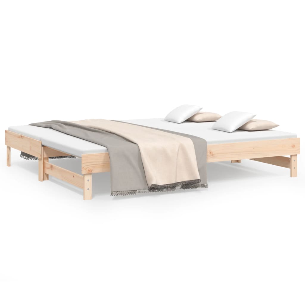 Solid Pine Pull-Out Day Bed Frame 2x(80x200) cm - No Mattress