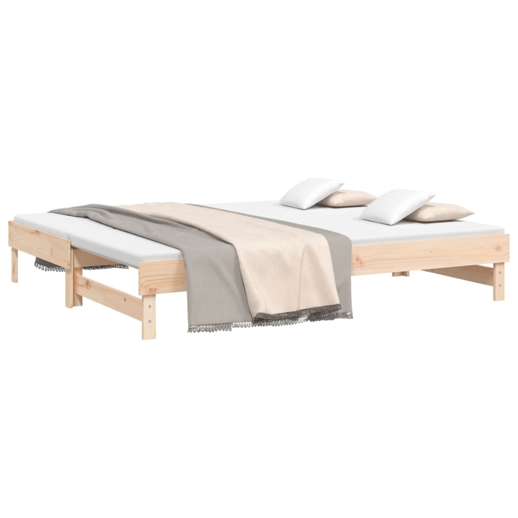 Solid Pine Pull-Out Day Bed Frame 2x(80x200) cm - No Mattress