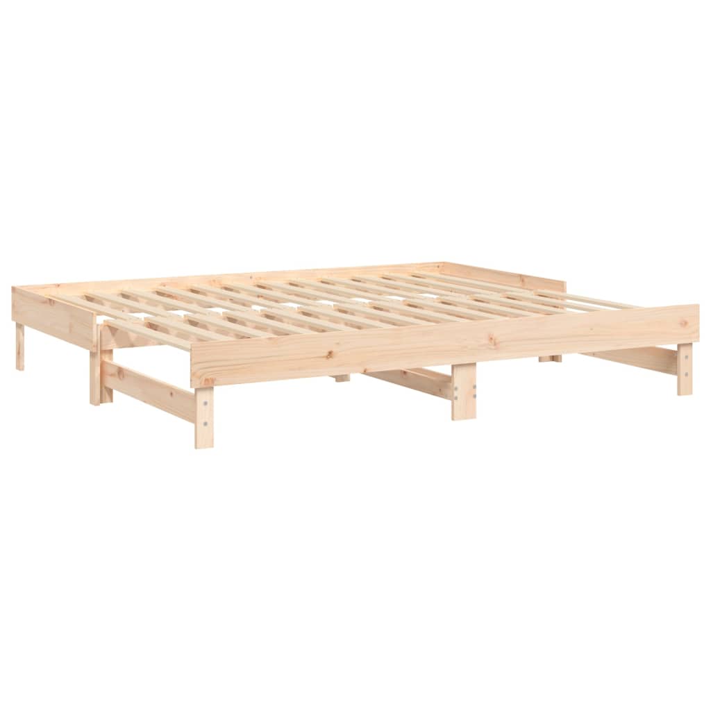 Solid Pine Pull-Out Day Bed Frame 2x(80x200) cm - No Mattress