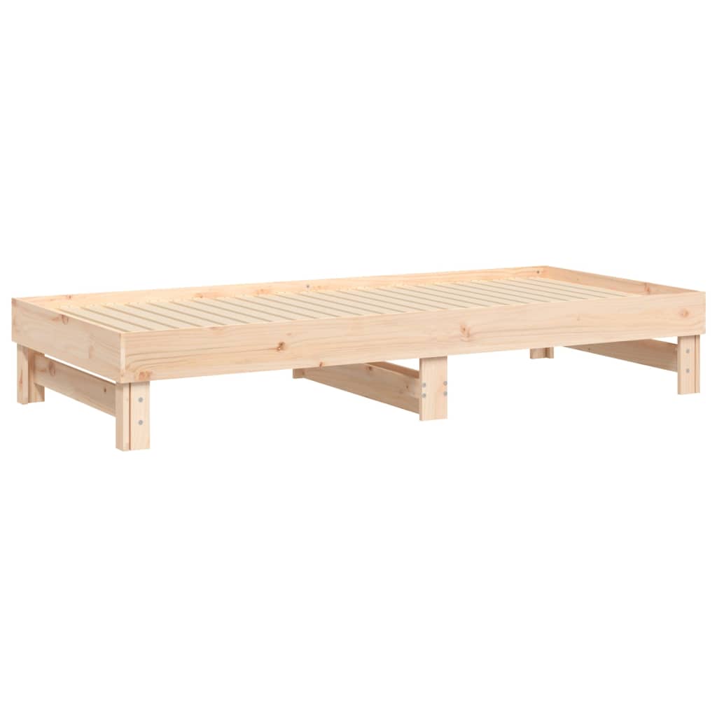 Solid Pine Pull-Out Day Bed Frame 2x(80x200) cm - No Mattress