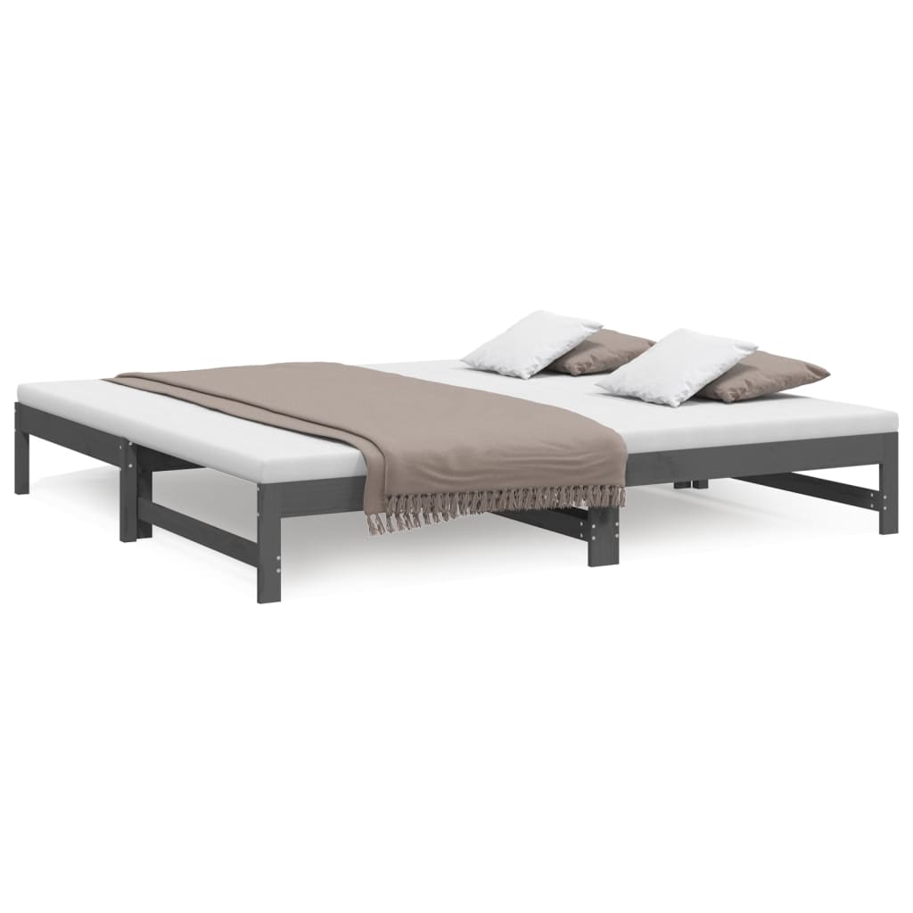 Grey Pull-out Day Bed Frame 2x(100x200) cm - No Mattress Included
