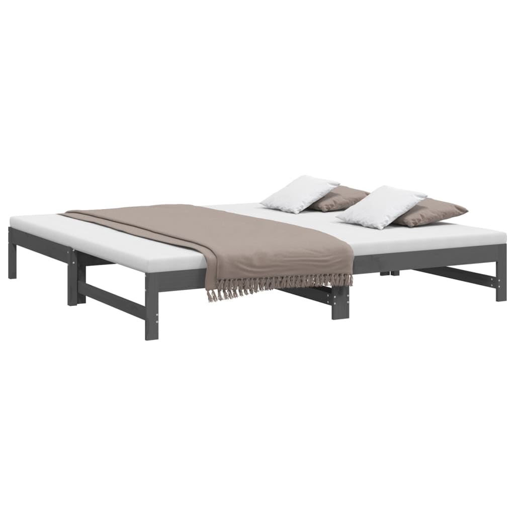 Grey Pull-out Day Bed Frame 2x(100x200) cm - No Mattress Included