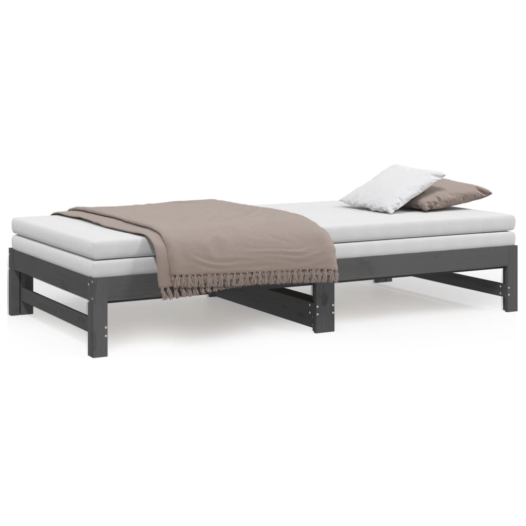 Grey Pull-out Day Bed Frame 2x(100x200) cm - No Mattress Included