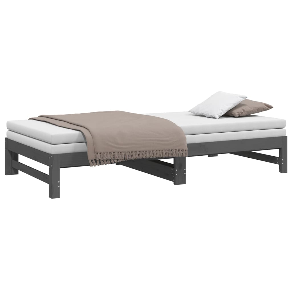Grey Pull-out Day Bed Frame 2x(100x200) cm - No Mattress Included