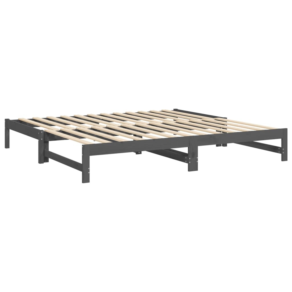 Grey Pull-out Day Bed Frame 2x(100x200) cm - No Mattress Included