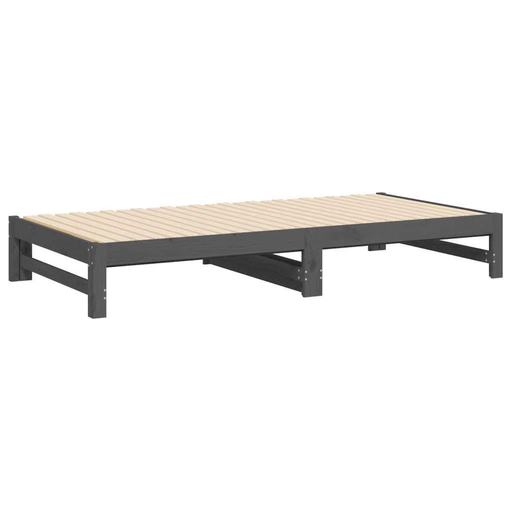 Grey Pull-out Day Bed Frame 2x(100x200) cm - No Mattress Included