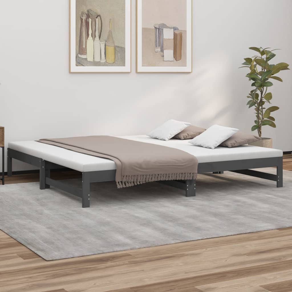 Grey Pull-out Day Bed Frame 2x(100x200) cm - No Mattress Included