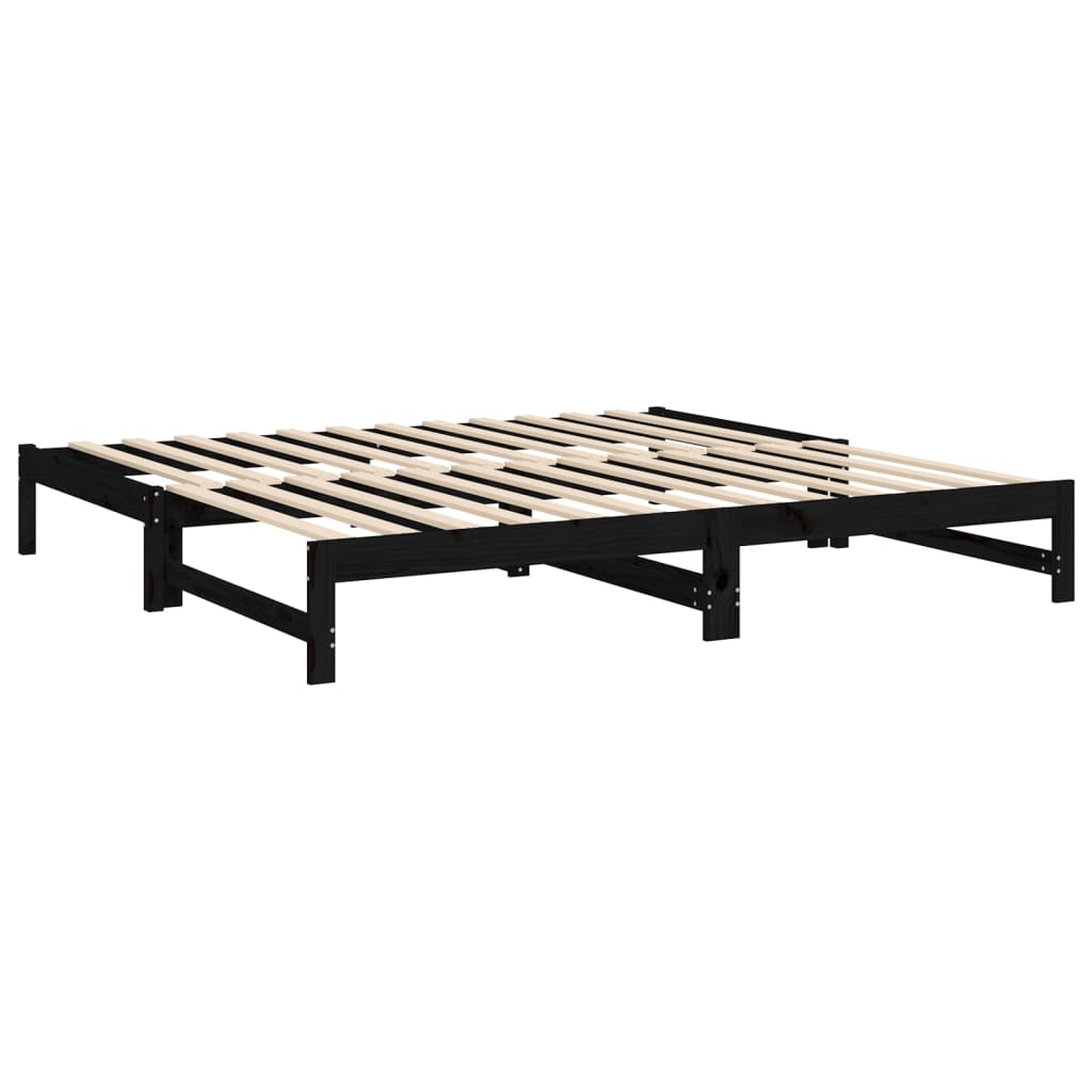 Black Pull-Out Day Bed Frame 2x(100x200) cm - No Mattress Included