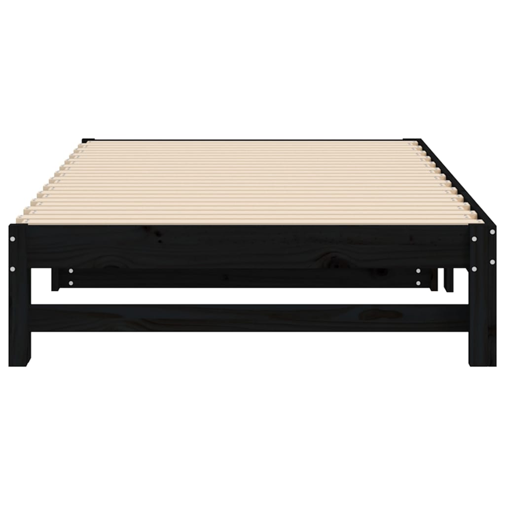 Black Pull-Out Day Bed Frame 2x(100x200) cm - No Mattress Included