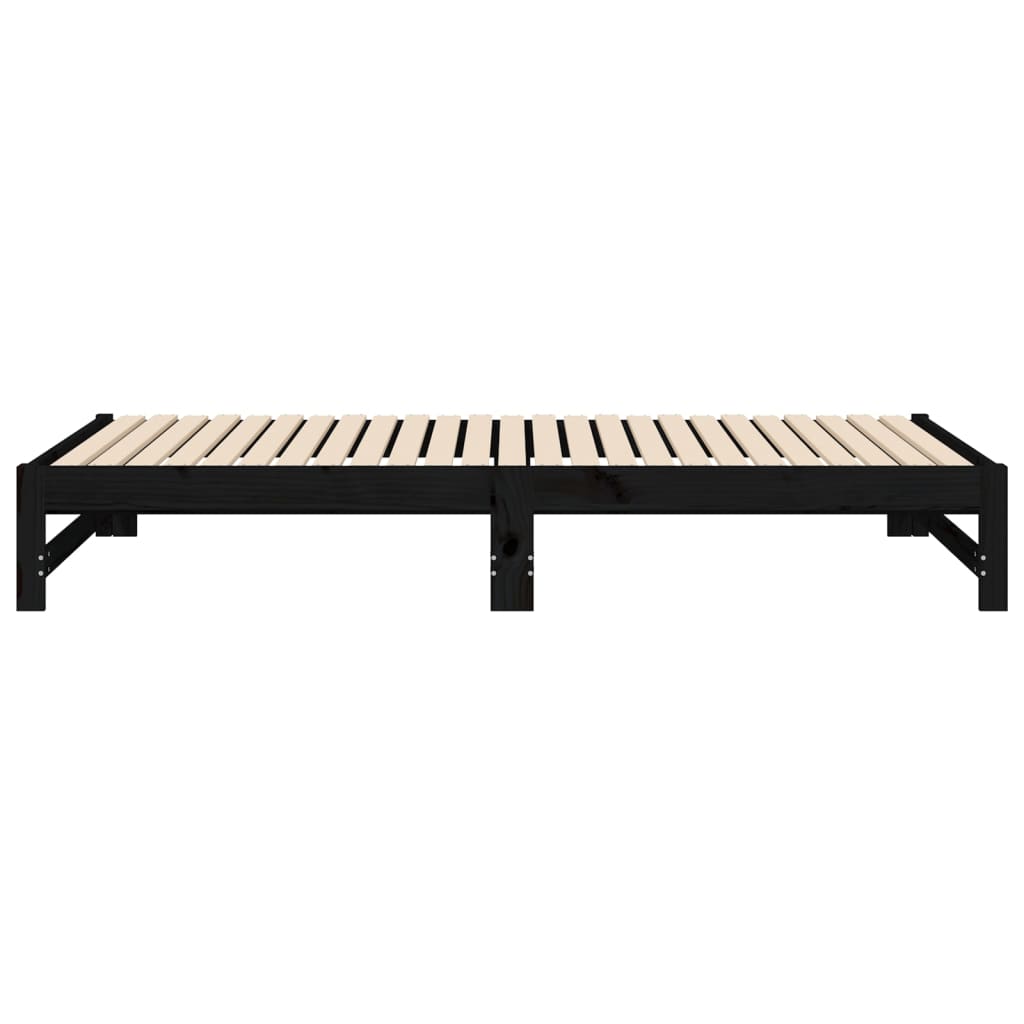Black Pull-Out Day Bed Frame 2x(100x200) cm - No Mattress Included