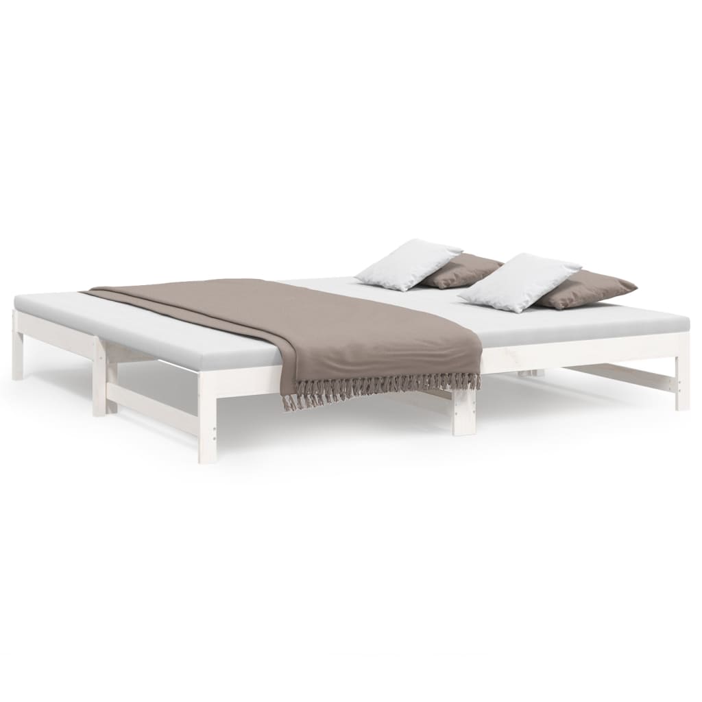 White Pull-out Day Bed Frame - 2x(90x200) cm, No Mattress Included