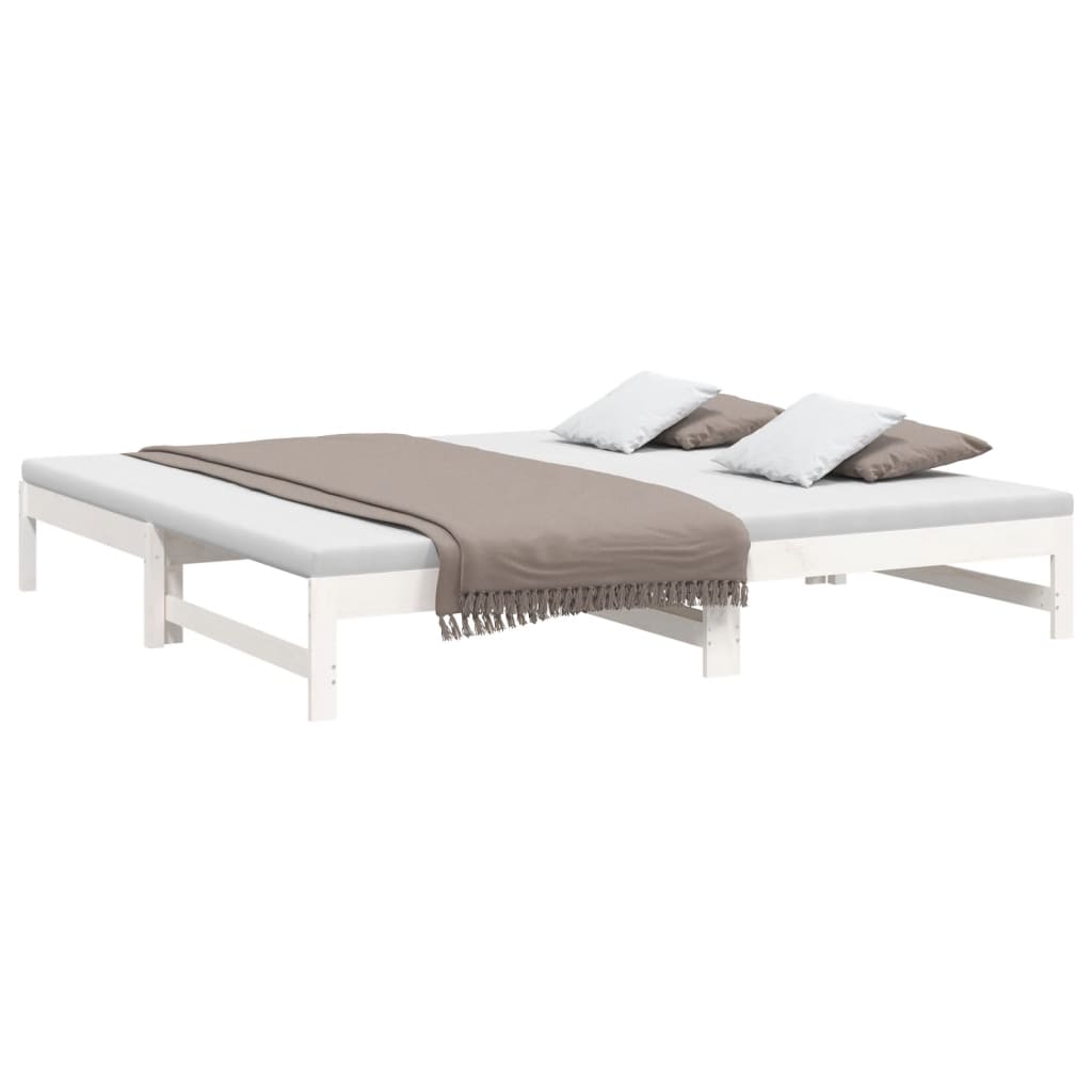 White Pull-out Day Bed Frame - 2x(90x200) cm, No Mattress Included