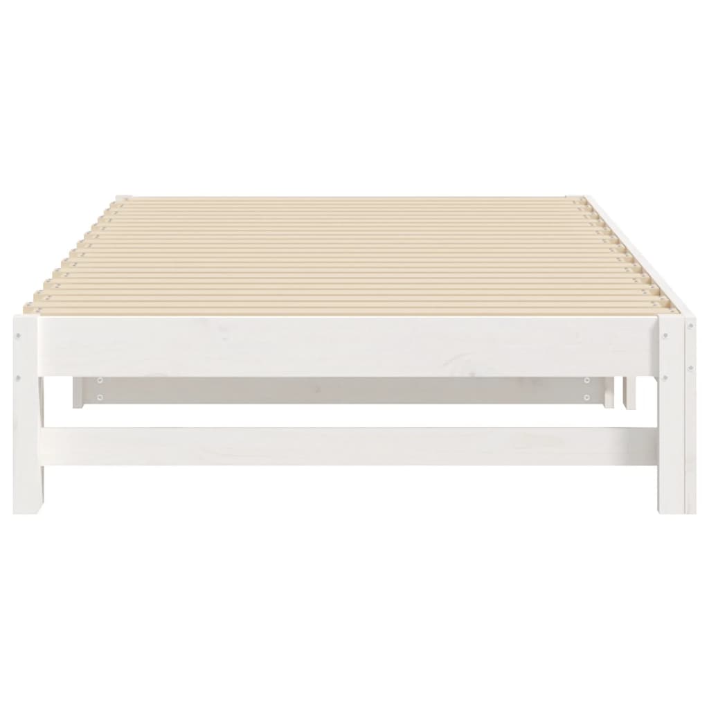 White Pull-out Day Bed Frame - 2x(90x200) cm, No Mattress Included