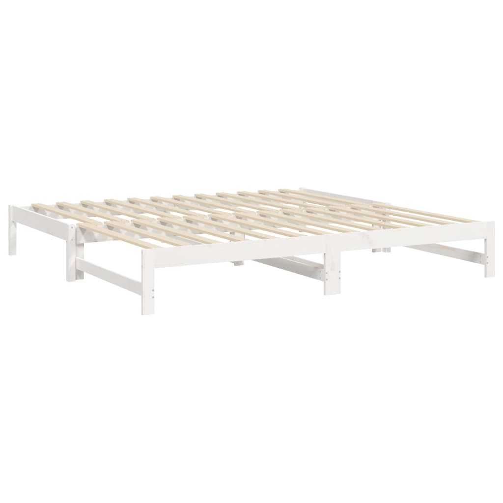 White Pull-Out Day Bed Frame - 2x (80x200 cm) - No Mattress Included