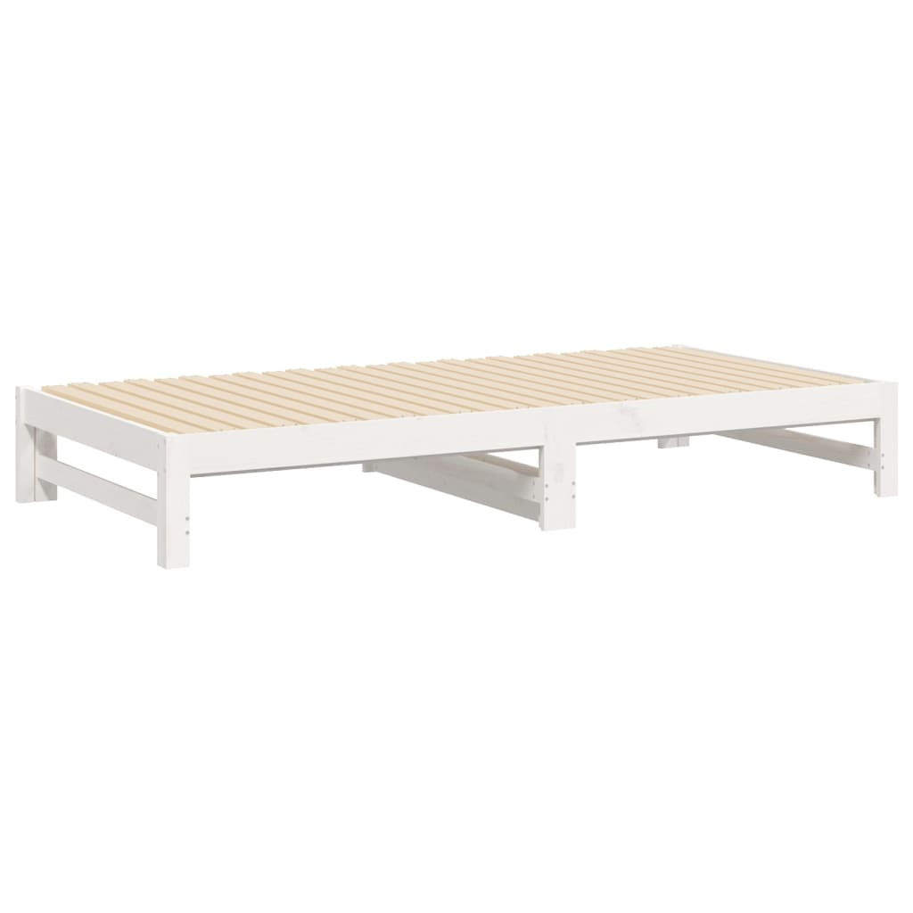 White Pull-Out Day Bed Frame - 2x (80x200 cm) - No Mattress Included