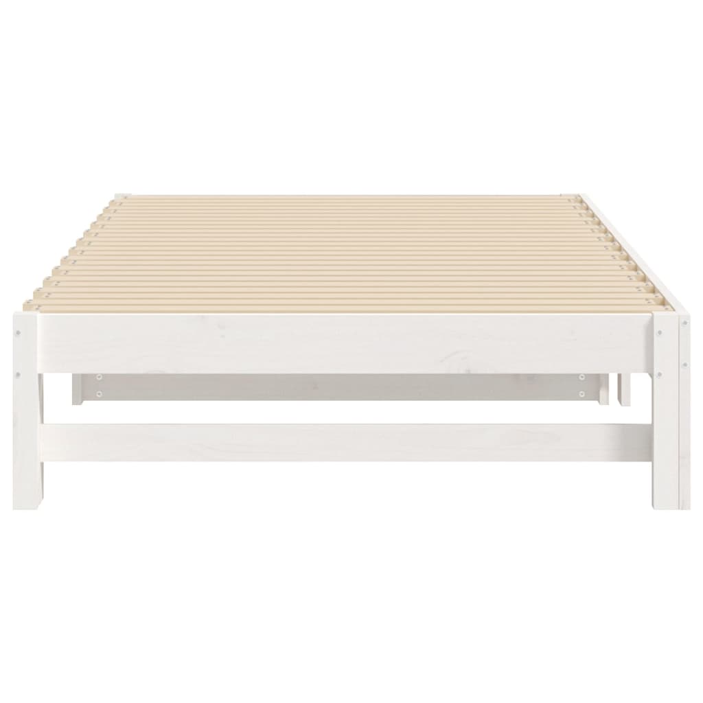 White Pull-Out Day Bed Frame - 2x (80x200 cm) - No Mattress Included