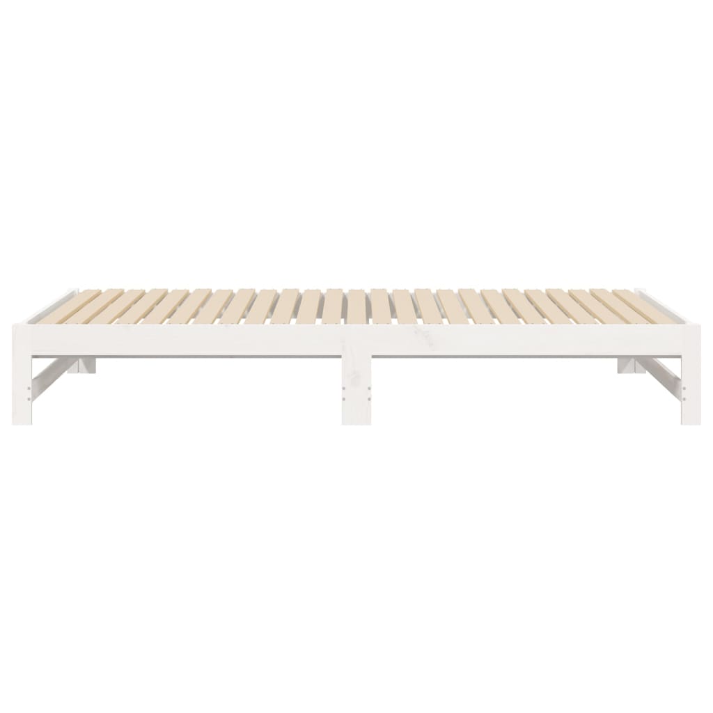 White Pull-Out Day Bed Frame - 2x (80x200 cm) - No Mattress Included