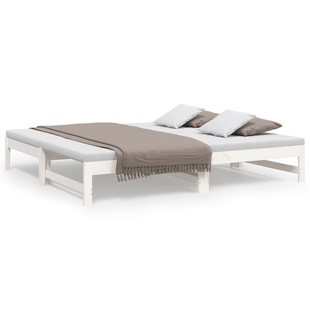 White Pull-Out Day Bed Frame 2x(90x190) cm - No Mattress Included