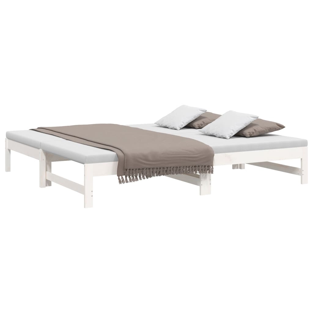 White Pull-Out Day Bed Frame 2x(90x190) cm - No Mattress Included