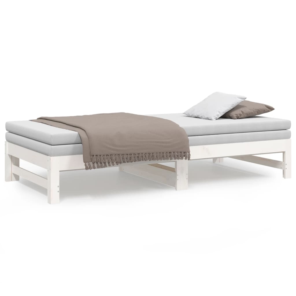 White Pull-Out Day Bed Frame 2x(90x190) cm - No Mattress Included