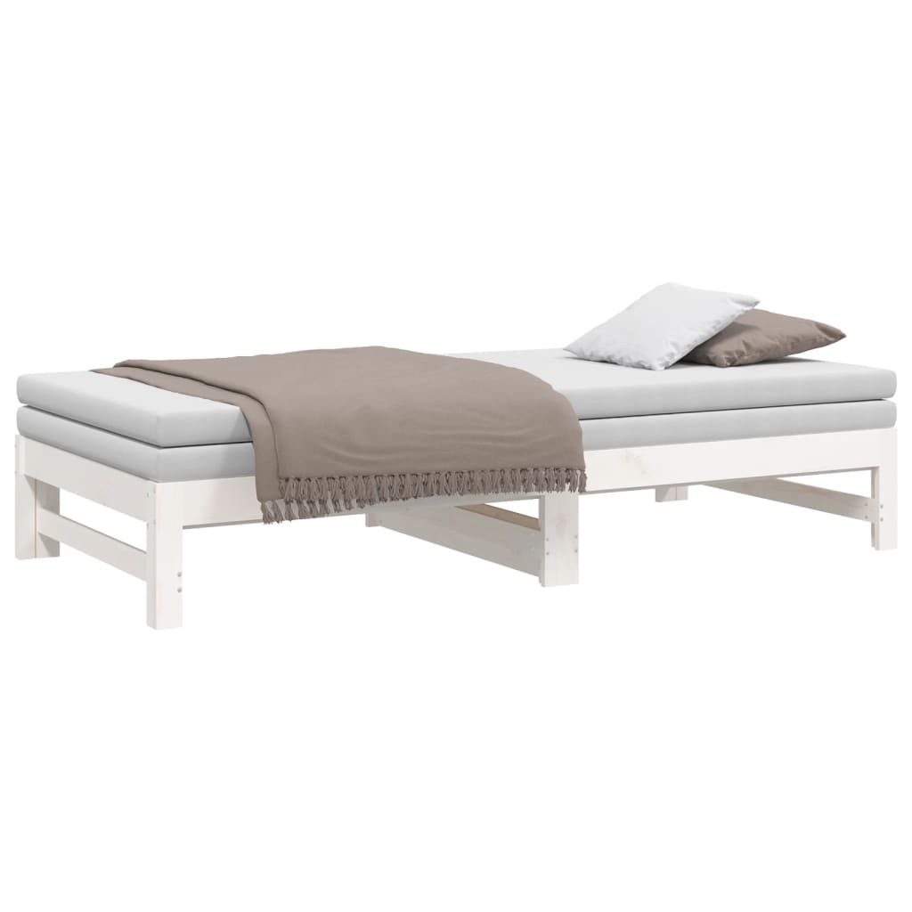 White Pull-Out Day Bed Frame 2x(90x190) cm - No Mattress Included