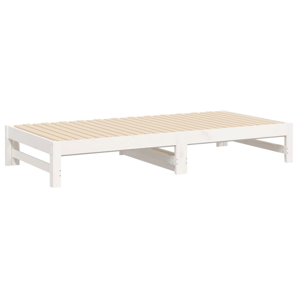 White Pull-Out Day Bed Frame 2x(90x190) cm - No Mattress Included