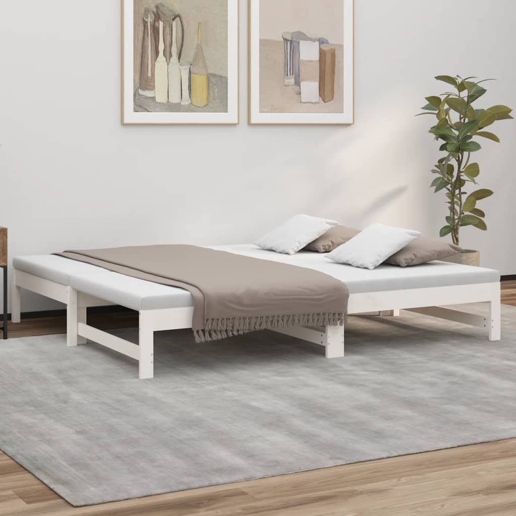 White Pull-Out Day Bed Frame 2x(90x190) cm - No Mattress Included