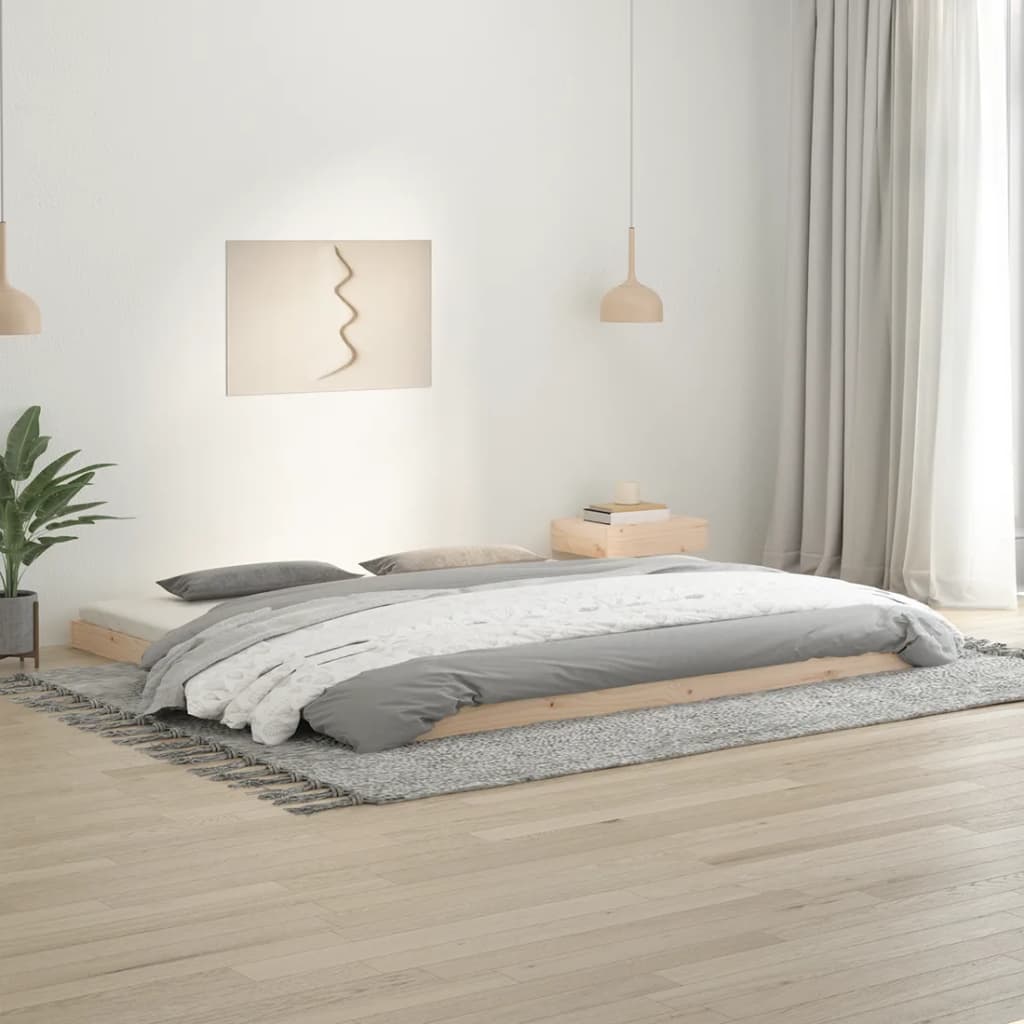 Solid Pine Wood Bed Frame 200x200 cm - No Mattress Included