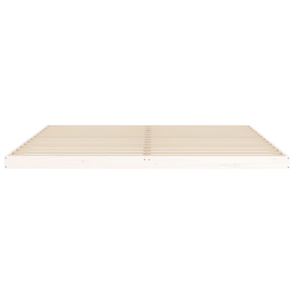 Solid Wood Pine Bed Frame 200x200 cm - White, No Mattress Included