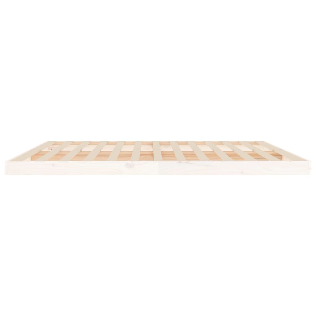 Solid Wood Pine Bed Frame 200x200 cm - White, No Mattress Included
