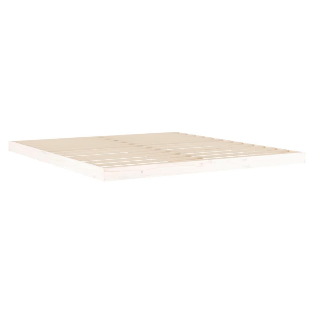 Solid Pine Wood Super King Bed Frame, White 180x200 cm