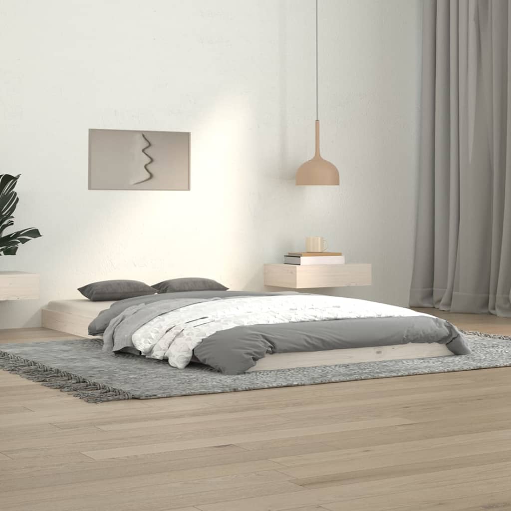 White Solid Pine Wood Bed Frame 100x200 cm (No Mattress)