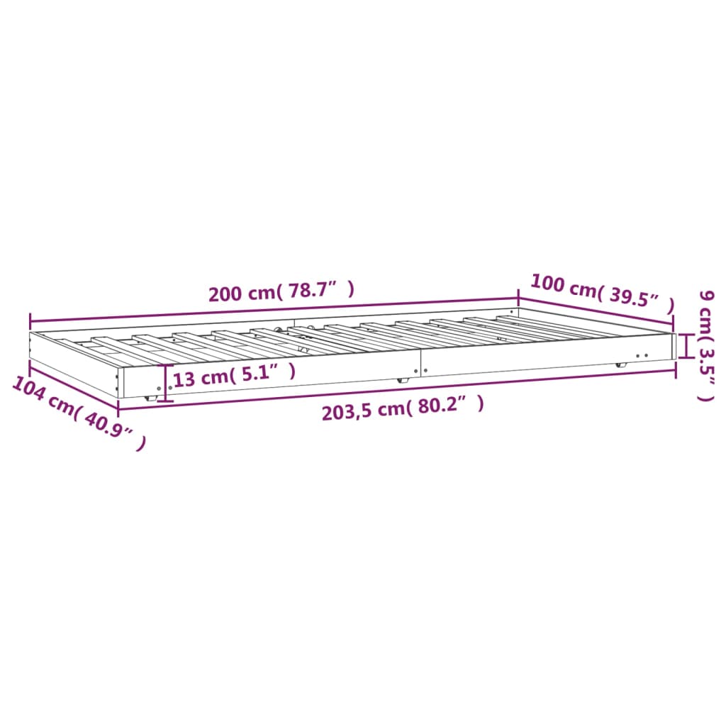 Solid Pine Wood Bed Frame 100x200 cm - Durable, No Mattress Included