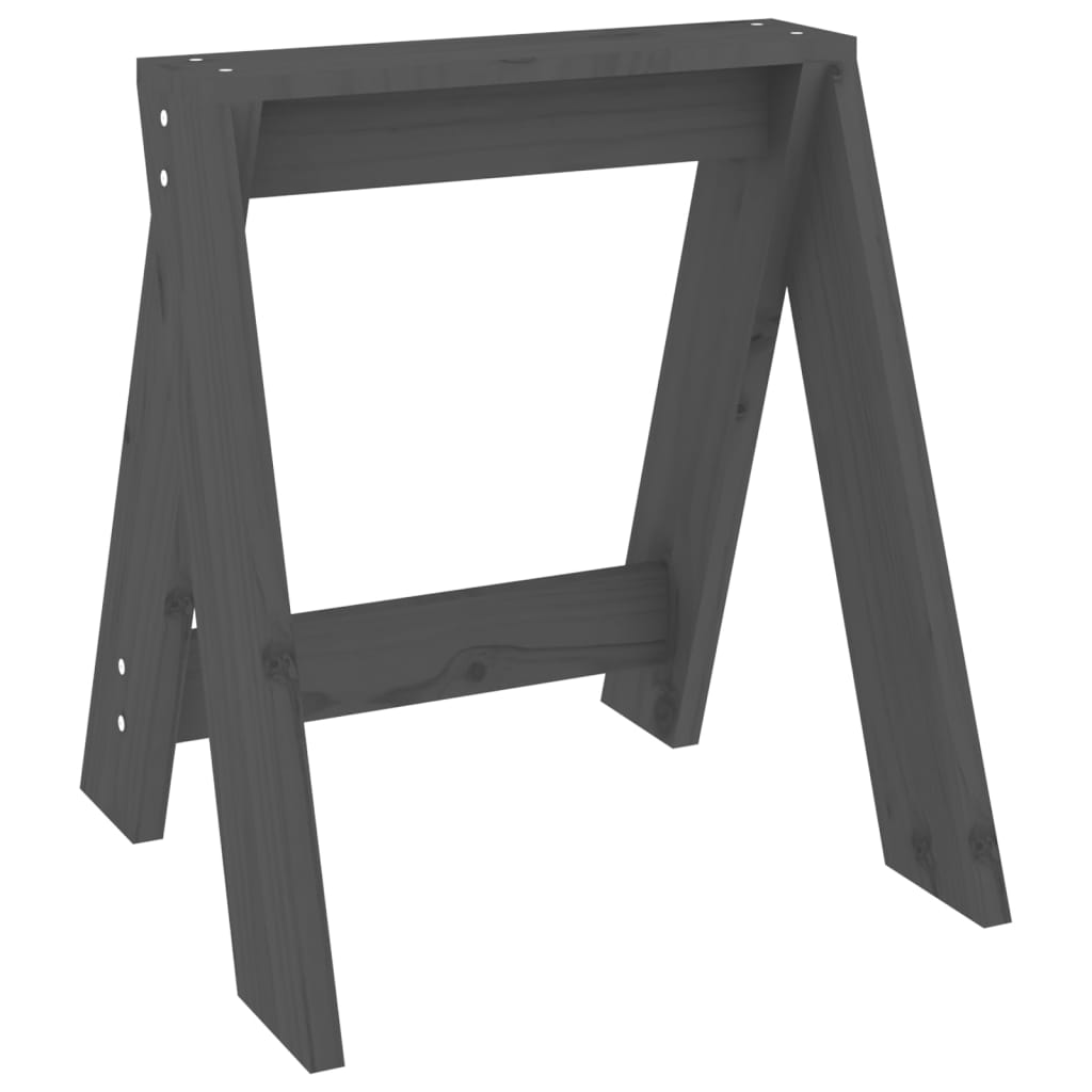 Set of 2 Grey Pine Wood Stools – 40x40x45 cm Solid Design