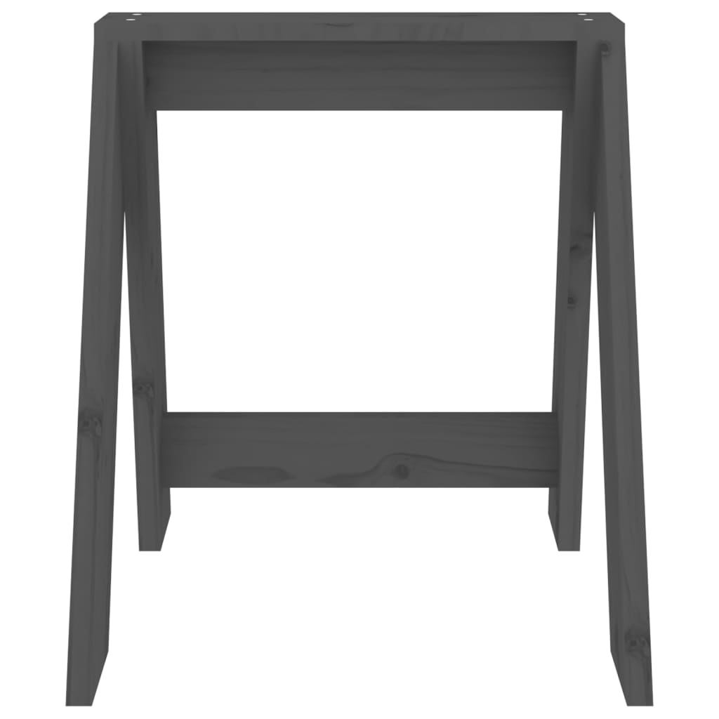 Set of 2 Grey Pine Wood Stools – 40x40x45 cm Solid Design