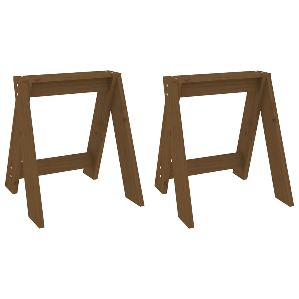 Solid Pine Wood Stools 2pcs - Honey Brown 40x40x45 cm