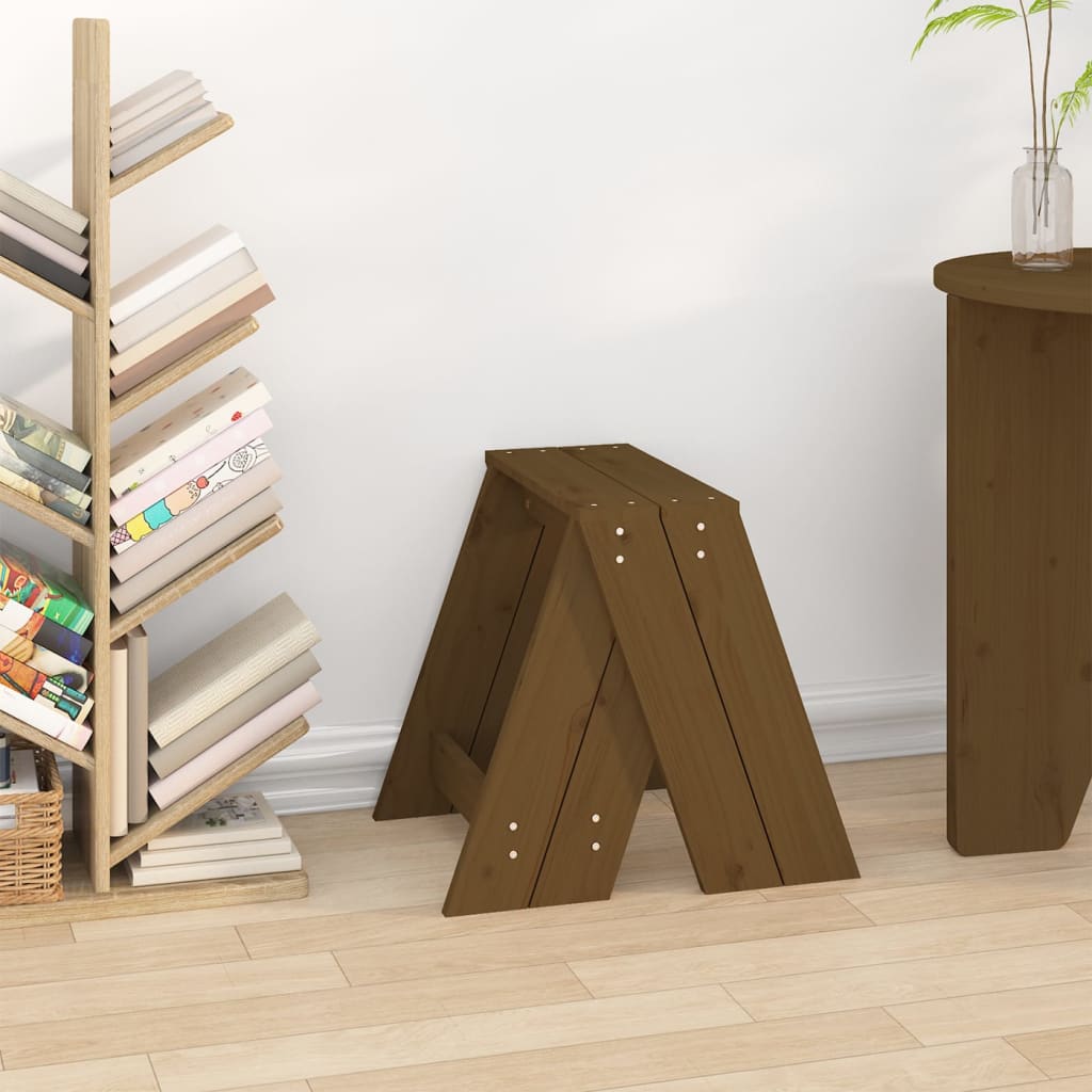 Solid Pine Wood Stools 2pcs - Honey Brown 40x40x45 cm
