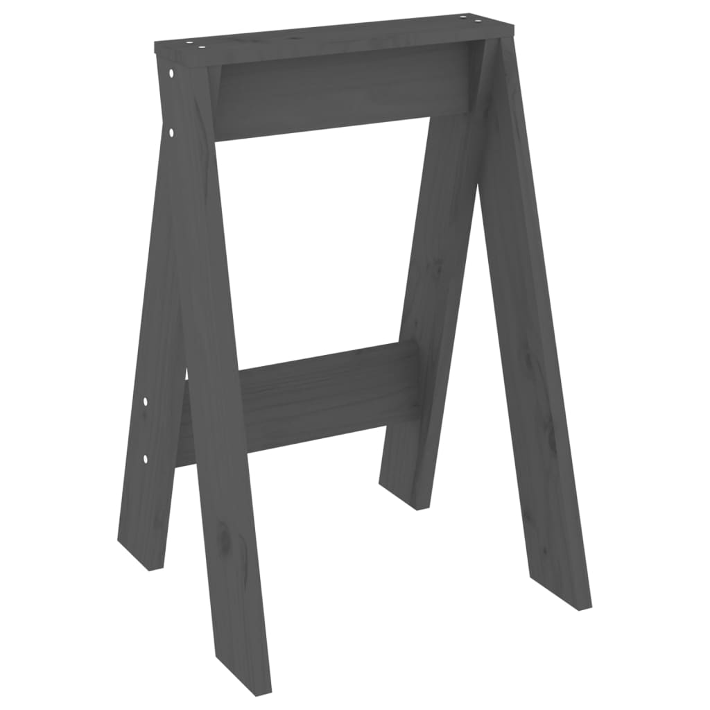 Solid Pine Wood Grey Stools - Set of 2 (40x40x60 cm)