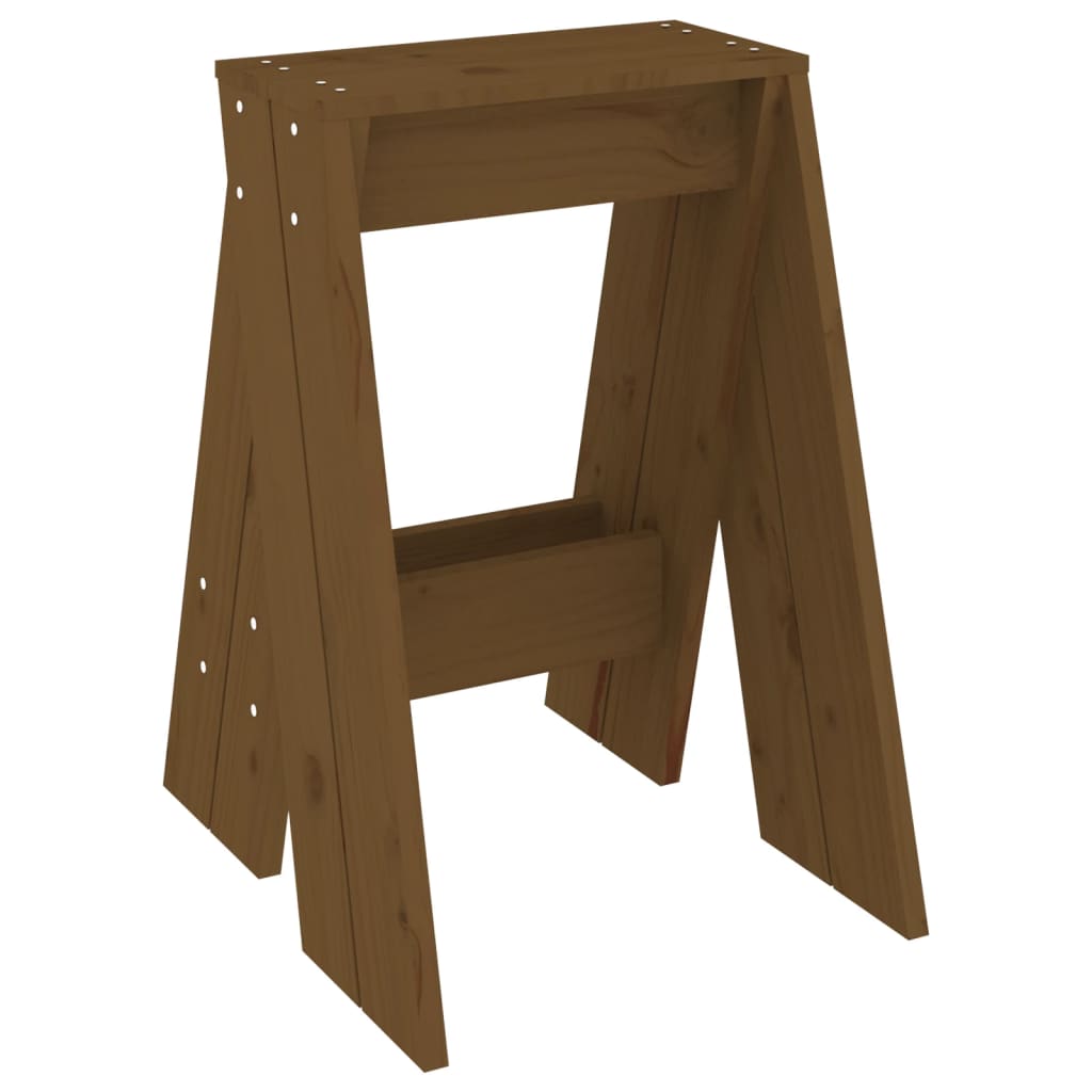Solid Pine Wood Stools, 2 pcs, Honey Brown, 40x40x60 cm