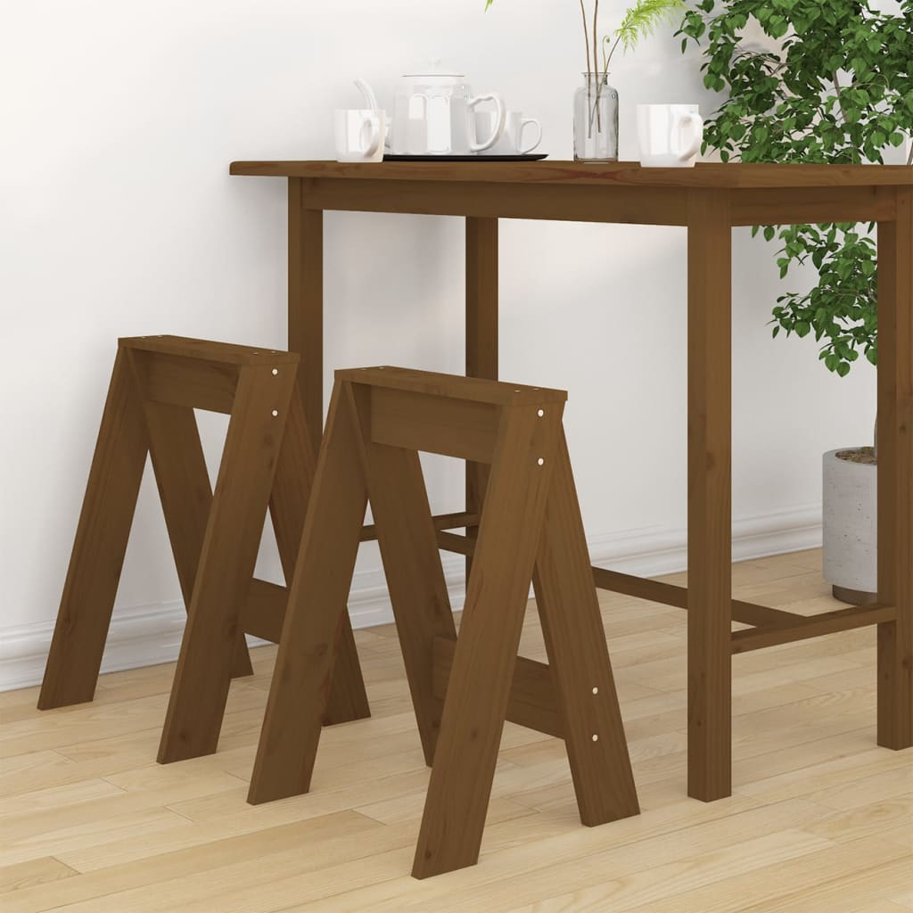 Solid Pine Wood Stools, 2 pcs, Honey Brown, 40x40x60 cm