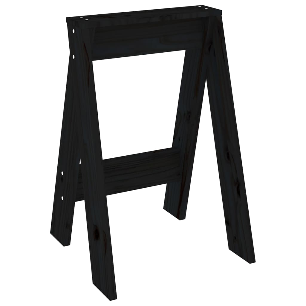 Black Solid Pine Wood Stools, Set of 2 (40x40x60 cm)