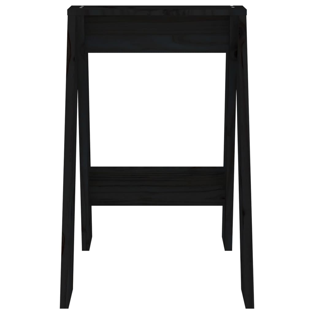 Black Solid Pine Wood Stools, Set of 2 (40x40x60 cm)