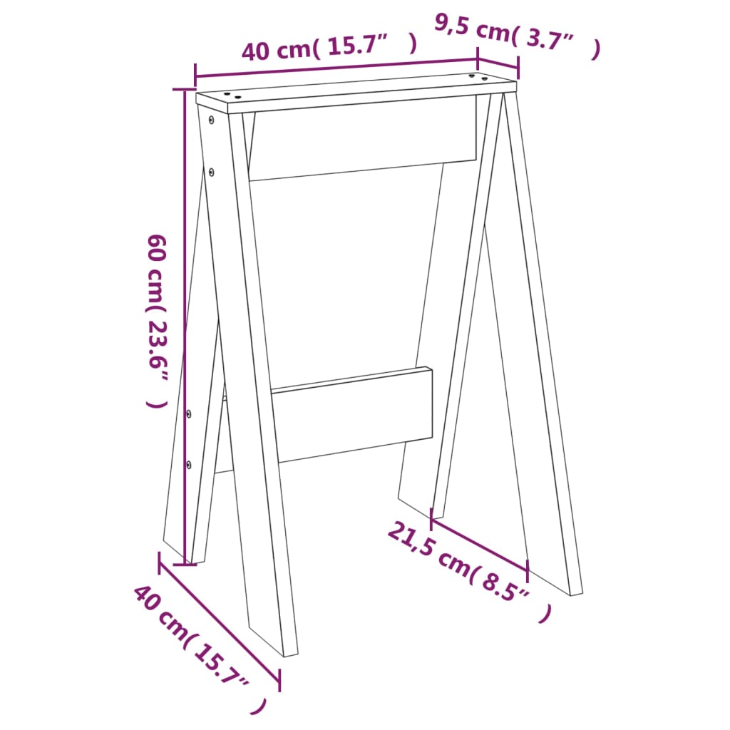 Black Solid Pine Wood Stools, Set of 2 (40x40x60 cm)