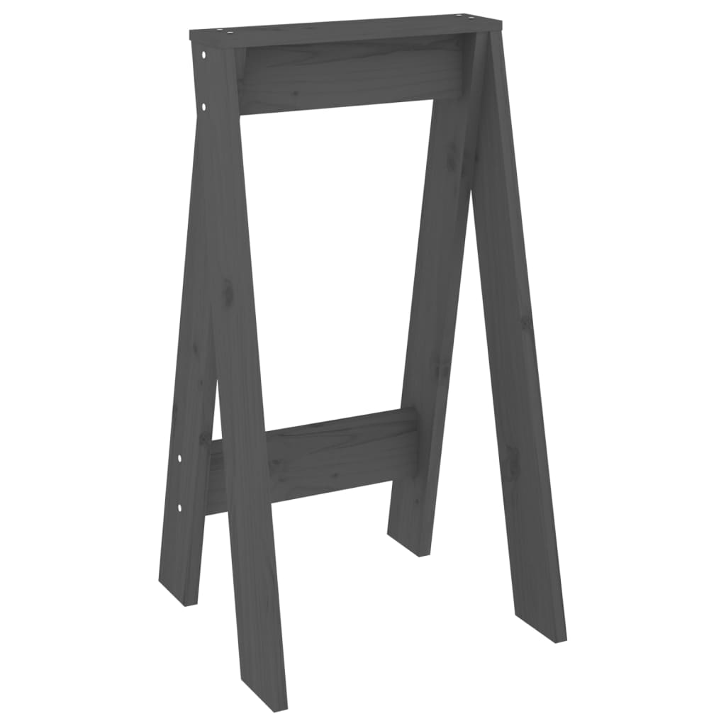 Solid Pine Wood Stools - 2pcs, Grey, 40x40x75 cm