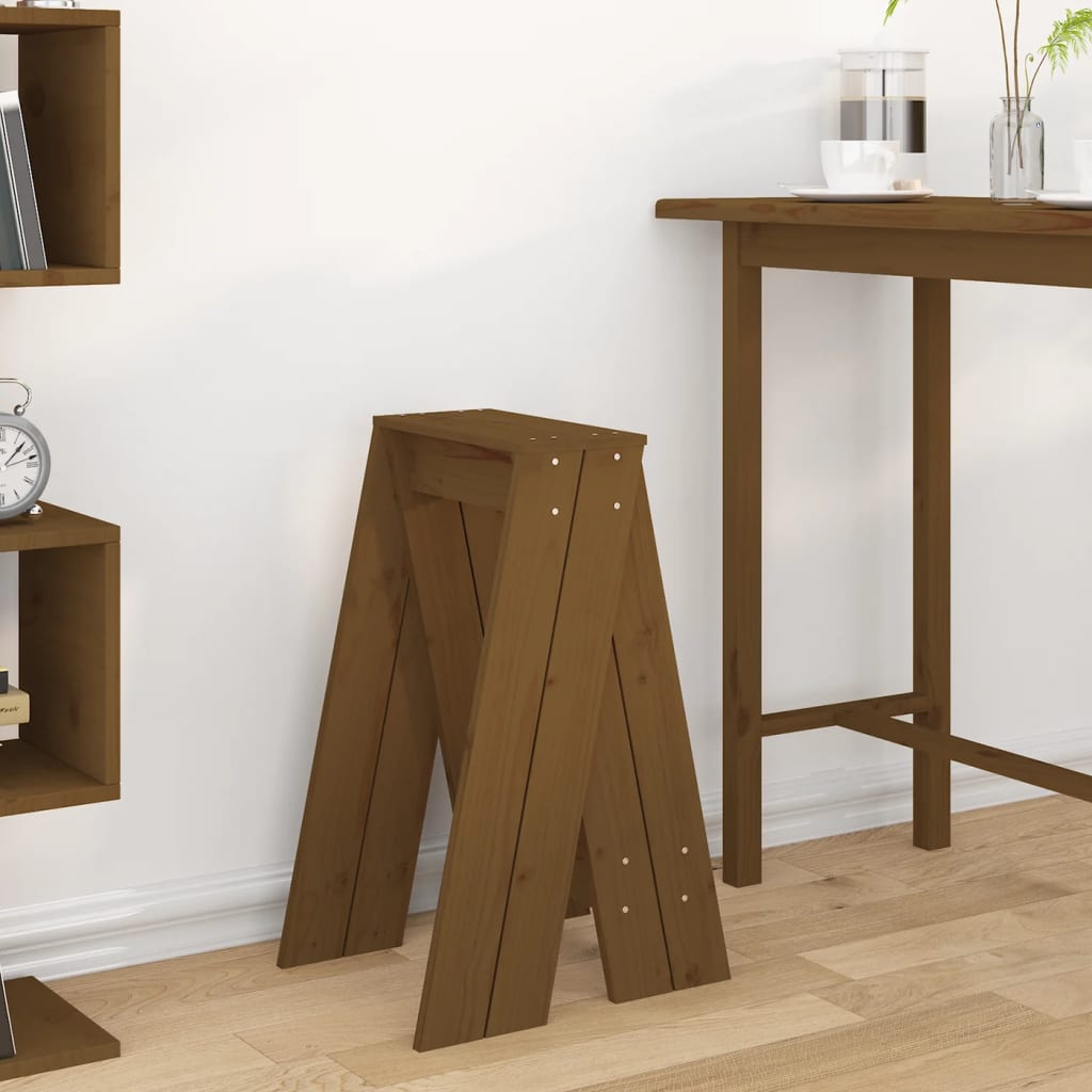 Solid Pine Wood Stools, 2 Pcs, 40x40x75 cm, Honey Brown Finish