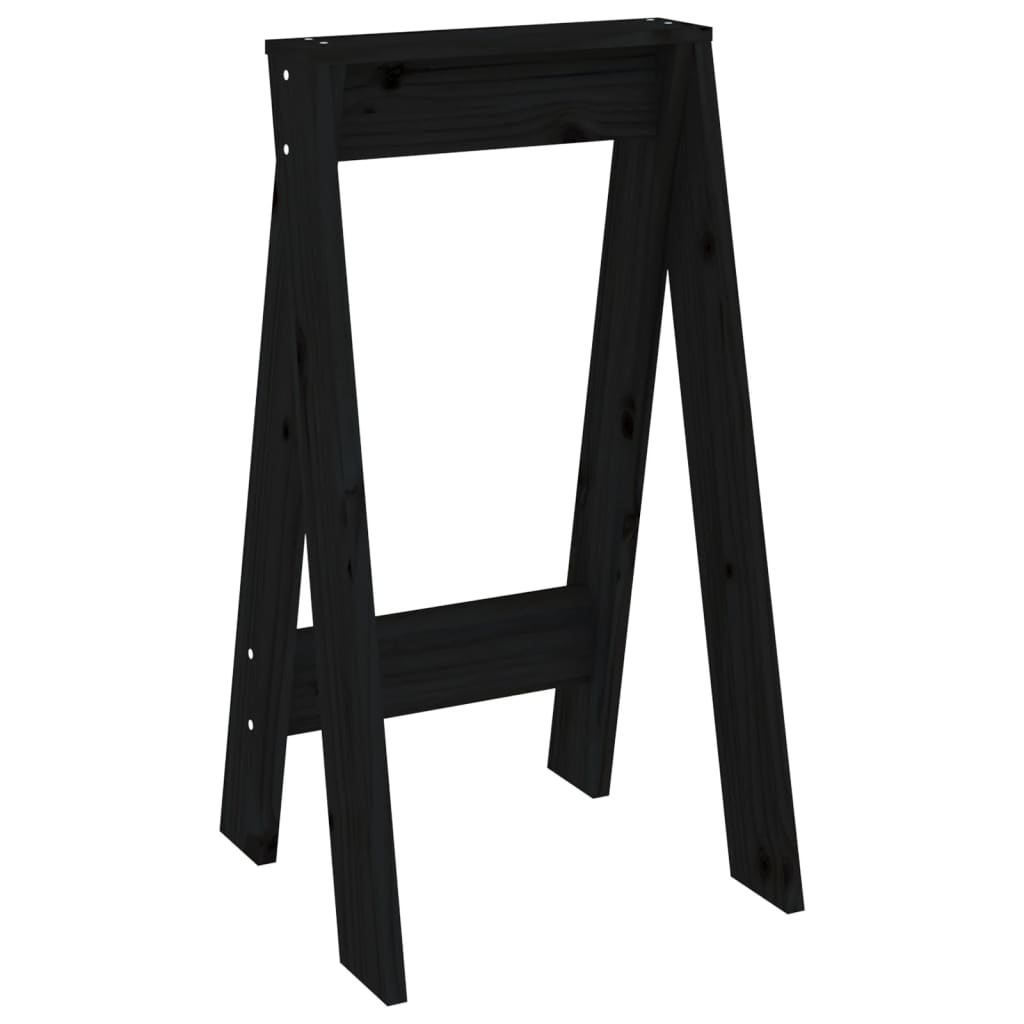 Black Solid Wood Pine Stools - Set of 2, 40x40x75 cm