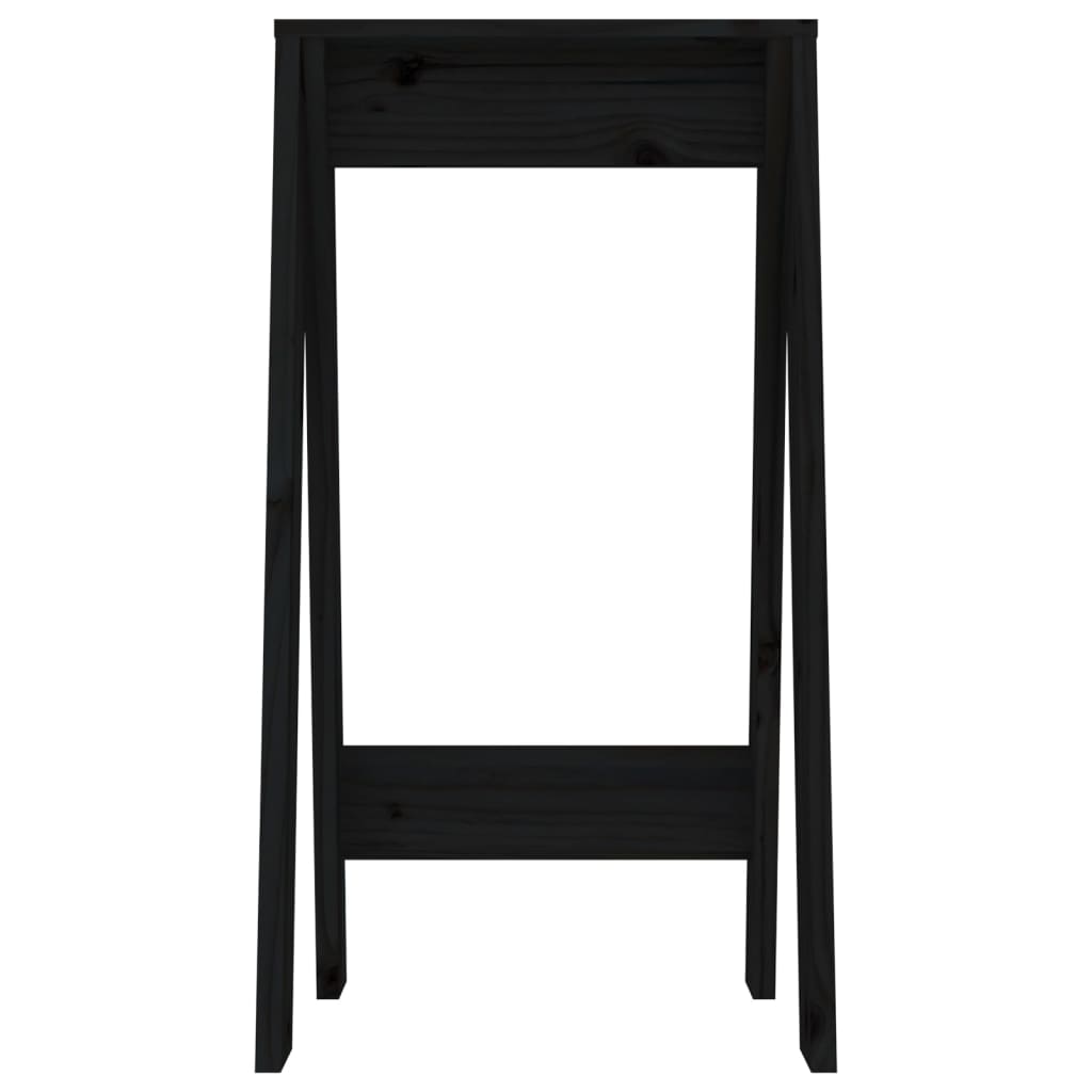 Black Solid Wood Pine Stools - Set of 2, 40x40x75 cm