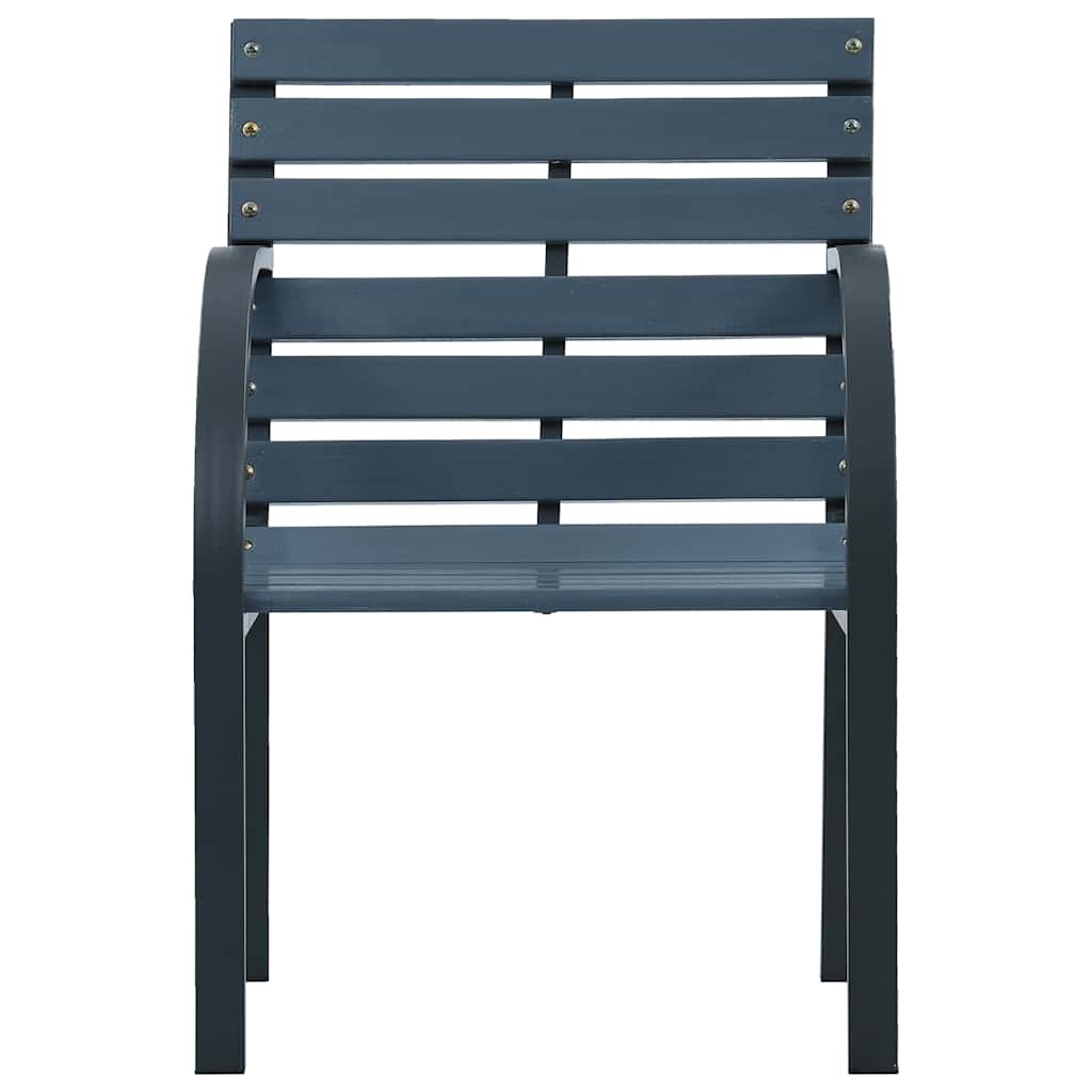 Grey Solid Wood & Steel Garden Chairs - Set of 2